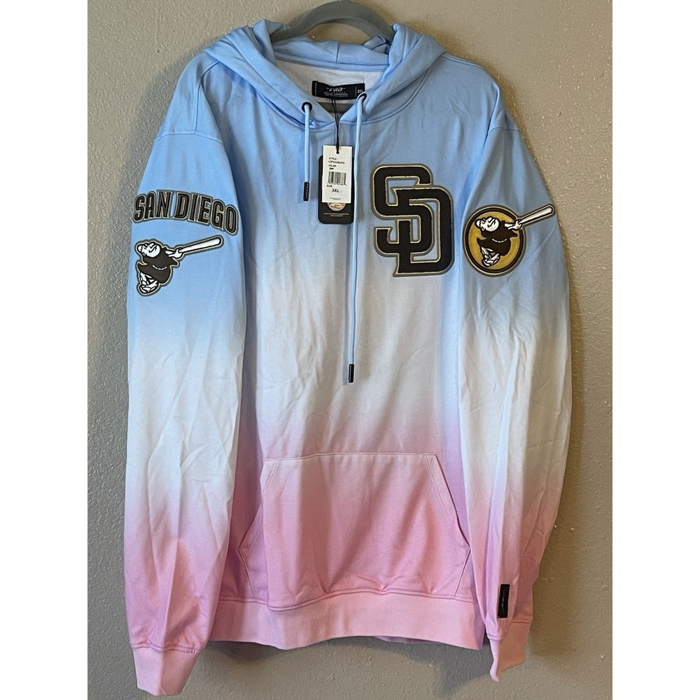 Men's 3XL‎ NWT San Diego Padres Pro Standard Ombré Pullover Hoodie Blue/Pink